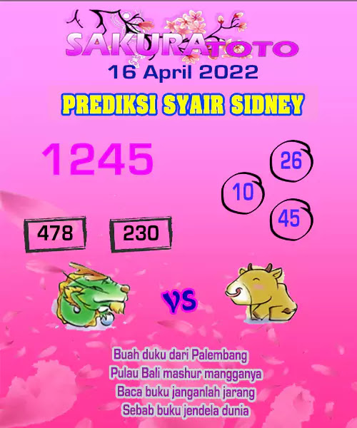 Syair Sakuratoto SGP Rabu 13 April 2022
