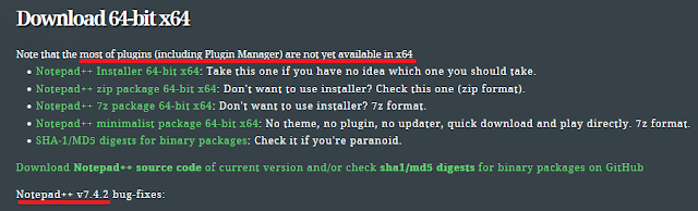 immagine che dimostra che attualmente il plugin manager non è incluso nella versione x64 di notepad