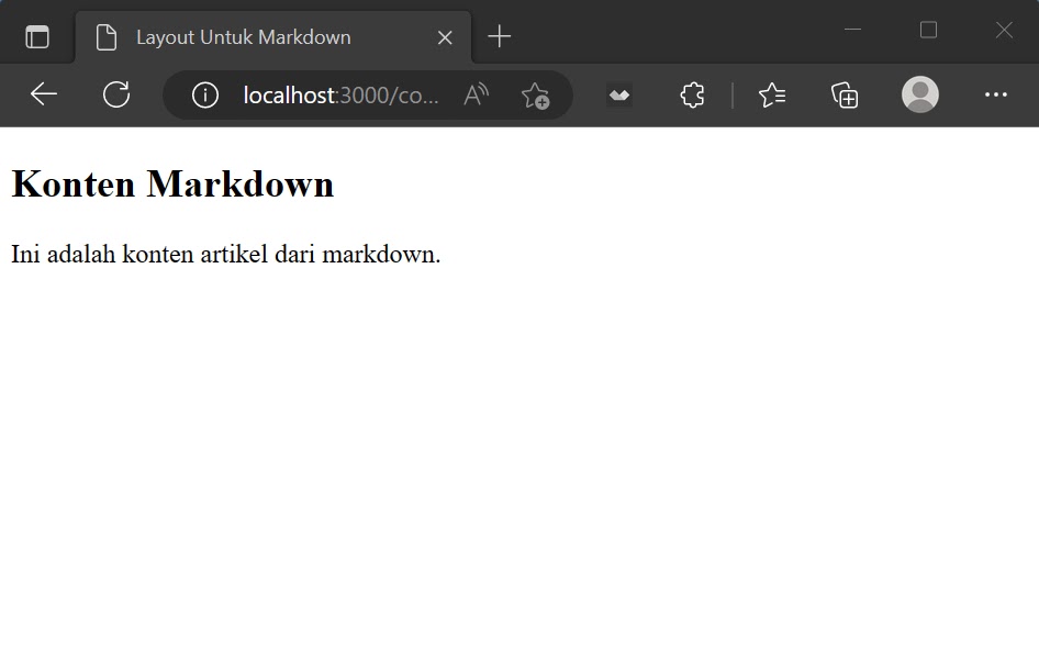 hasil konten markdown yang dirender oleh komponen layout astro