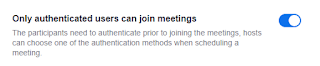 “Only authenticated users can join meetings” button checked