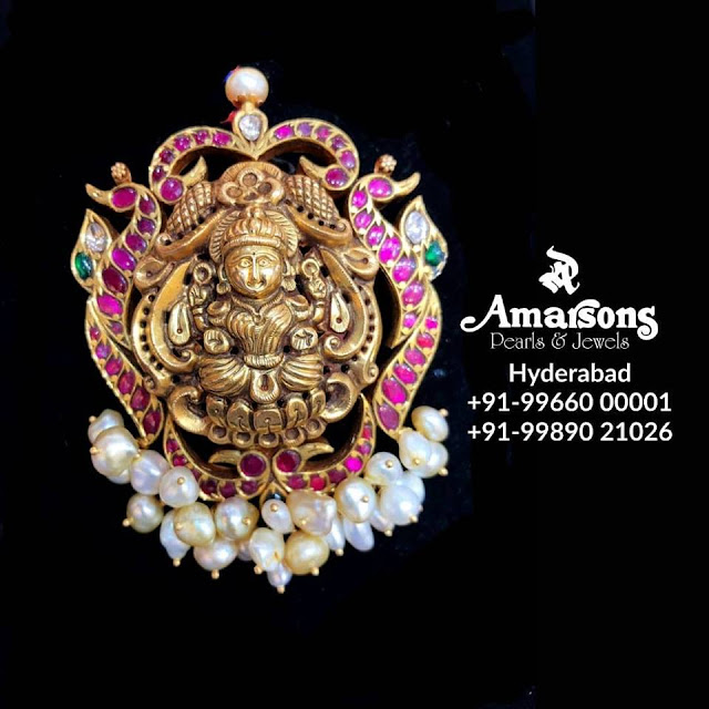 Lakshmi Pendants with Rice Pearls