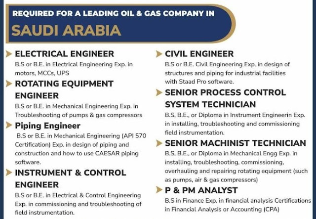 Hiring for Oil & Gas company in Saudi Arabia