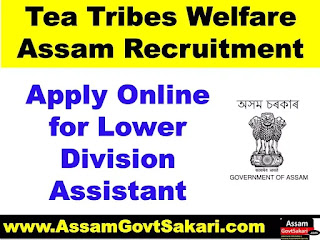 Tea Tribes Welfare Assam Recruitment 2020