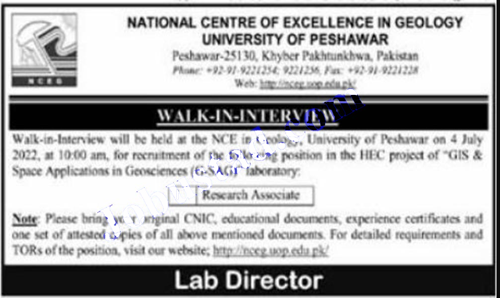 University of Peshawar jobs 2022 Application Form