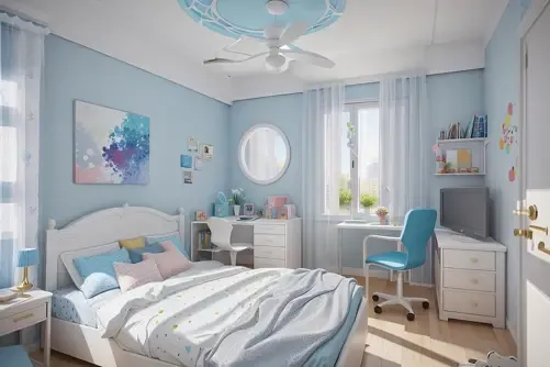 Quarto de Uma Adolescente com Área de Estudo
