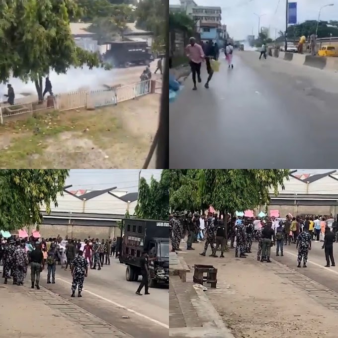 Police fires tear gas at UNILAG students protesting hike in school fees (photos/videos)