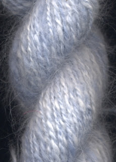 Hand blended Angora in blue & white.