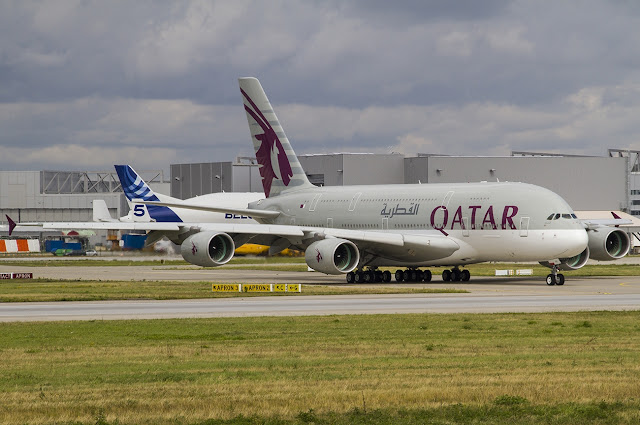 Qatar Airways A380-800 Alongside A300 Beluga