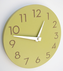 round wall clock, chartreuse green