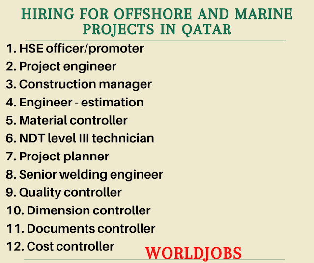 Hiring for offshore and Marine projects in Qatar