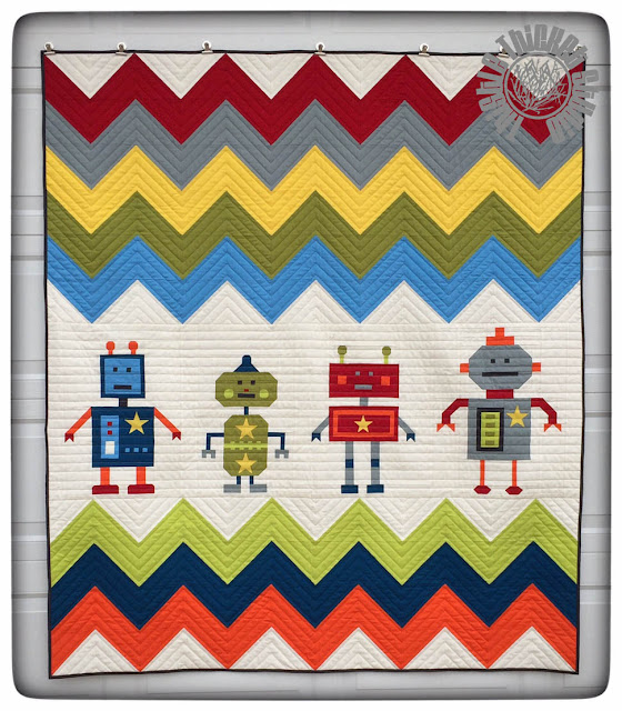 Thistle Thicket Studio, Robots All In A Row quilt, quilts, quilting