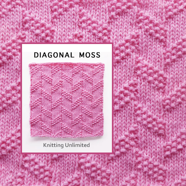 Diagonal Moss Stripe Knit Purl Square pattern no 26