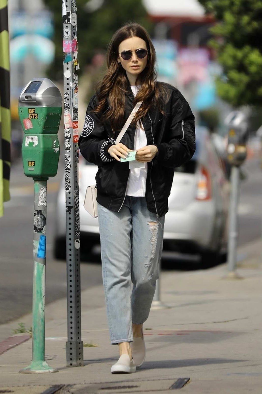 Lily Collins in Casual Street Style in Los Angeles