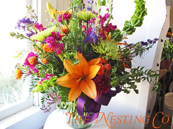 Orange Purple Lime Green and Fuchsia Vase