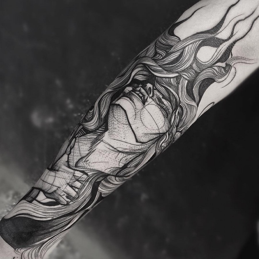 esta_mulher_incrvel_esboço_estilo_de_tatuagem