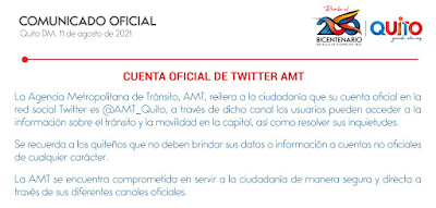 AMT Hackearon cuenta oficial Twitter 2021 Ecuador fayals