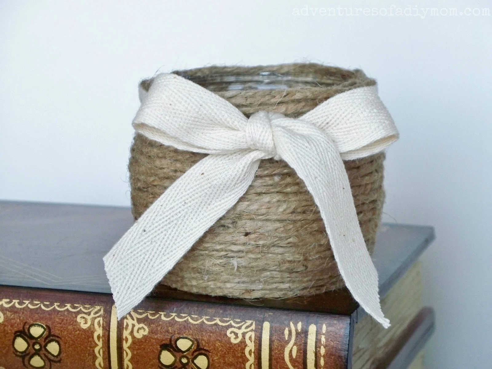 Twine Wrapped jar with Ribbon