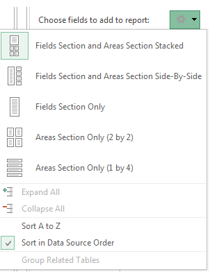 Tombol Pilihan Fields Section AndAreas Section