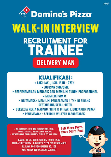 Lowongan kerja Delivery Man Dominos Pizza