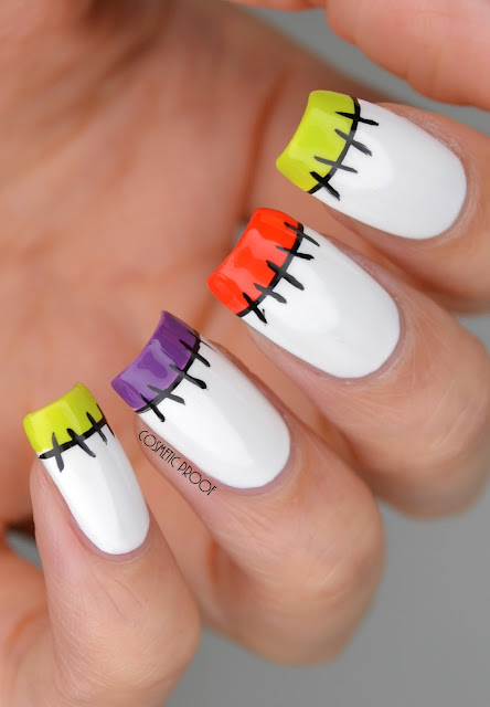 Halloween Stitches French Manicure Nail Art