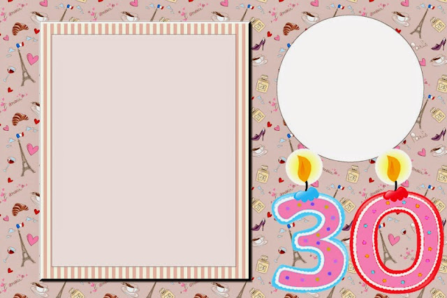 30th. Birthday: Free Printable Invitations, Labels or Cards.
