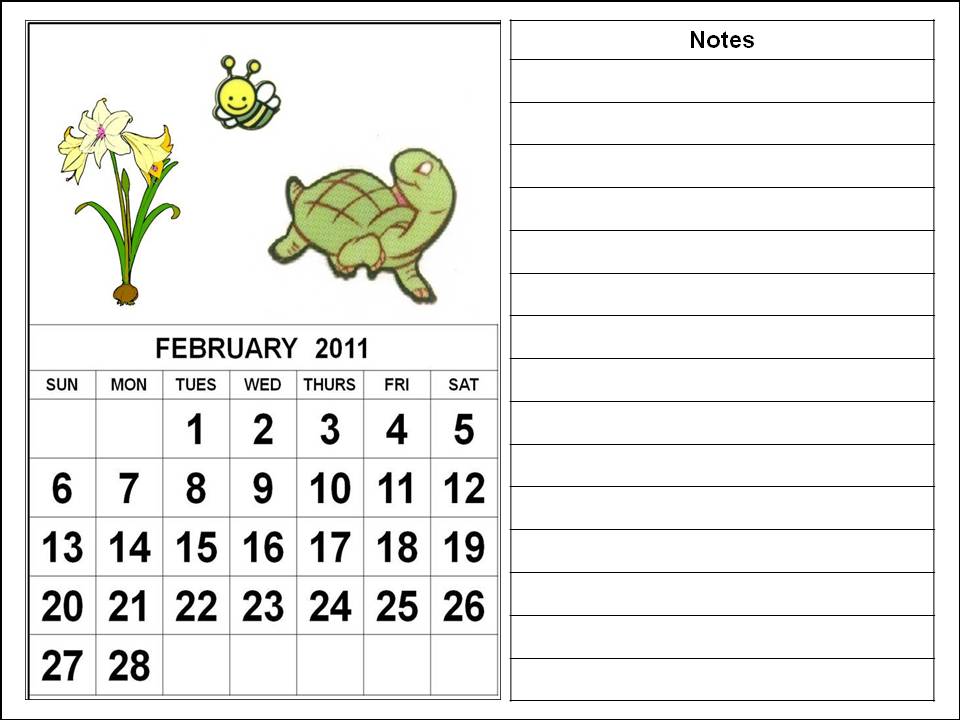 Blank February 2011 Calendar Printable Template