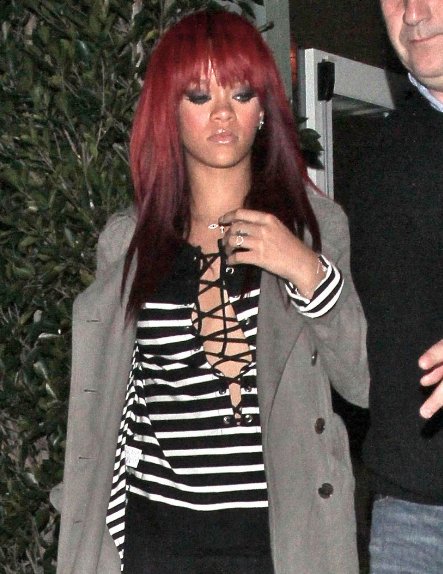 rihanna hair color. rihanna red hair 2011. rihanna