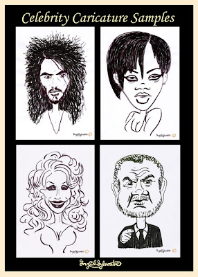 Celebrity caricatures by UK caricaturist Ingrid Sylvestre