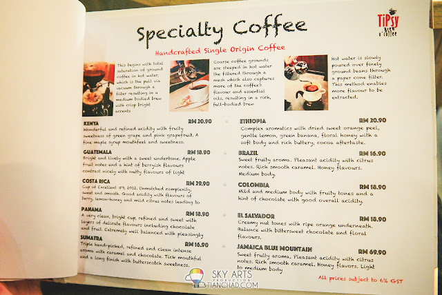 TiPsy Brew O'Coffee - Specialty Coffee that are all handcrafted Price ranging from RM10.90 to RM69.90
