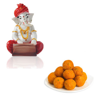 Musical Ganesha and Ladoo Combo