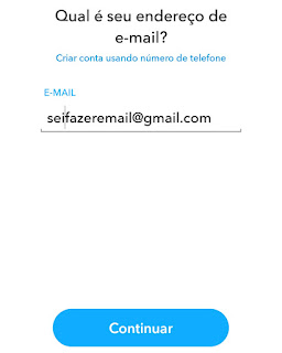 Usar email no Snapchat