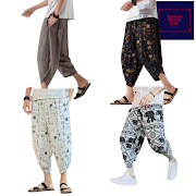 Celana etnik pria wanita unisex ninja jepang korean style harem modern jumbo besar BB 85 - 110 KG motif kanji