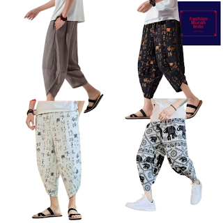 Celana etnik pria wanita unisex ninja jepang korean style harem modern jumbo besar BB 85 - 110 KG motif kanji