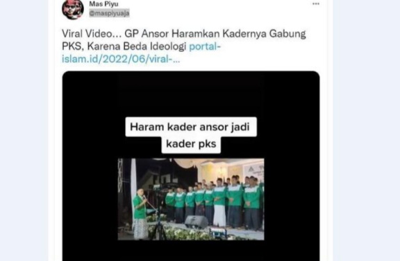 Viral! GP Ansor Haramkan Kadernya Gabung PKS, Sarankan Gabung Partai Nasionalis: Kecuali Orange Campur Putih