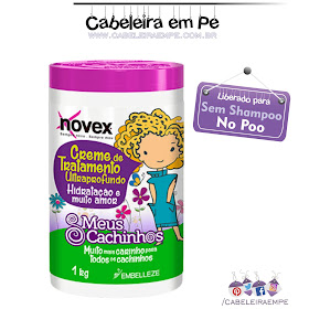 Composição da Máscara Novex Meus Cachinhos Embelleze liberada para No Poo, low poo, Sem Shampoo, Shampoo Leve. Máscara de tratamento ultraprofundo para hidratação de cabelos de crianças. Cachos infantis mais hidratados.