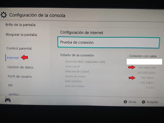 configuracion internet nintendo switch