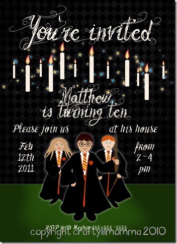 harry potter invitation