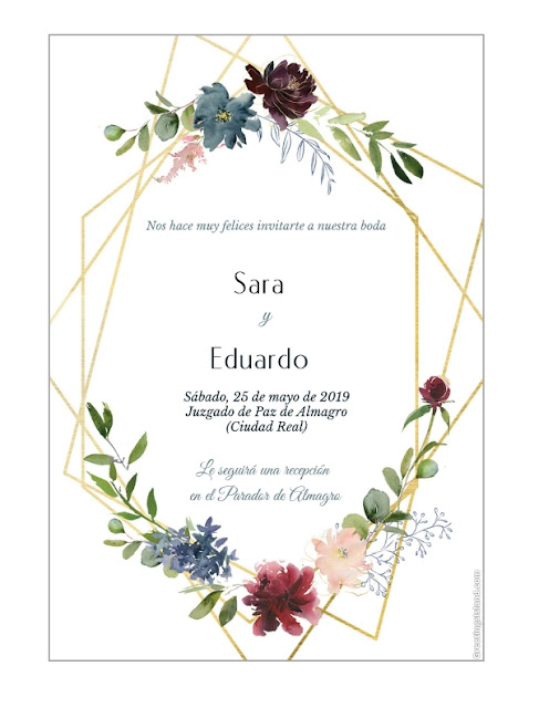 Modelo de invitación de boda hecha con plantilla gratuita