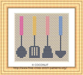 KITCHEN UTENSILS, FREE AND EASY PRINTABLE CROSS STITCH PATTERN