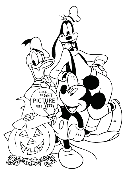 Halloween Disney Characters Coloring Page For Kids Printable Free  Happy  Halloween