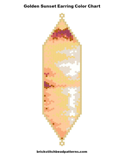 Golden Sunset Earring Free Brick Stitch Bead Pattern Color Chart