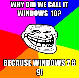 meme about why 9 was skipped in new Windows version