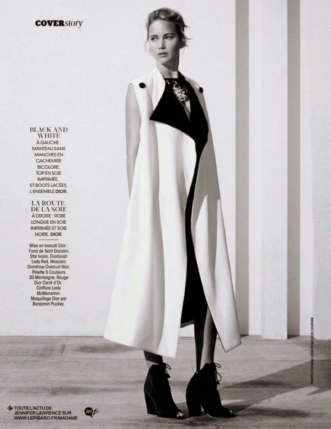 Jennifer Lawrence shows off elegant chic outfits for Madame Figaro's November 2014 issue