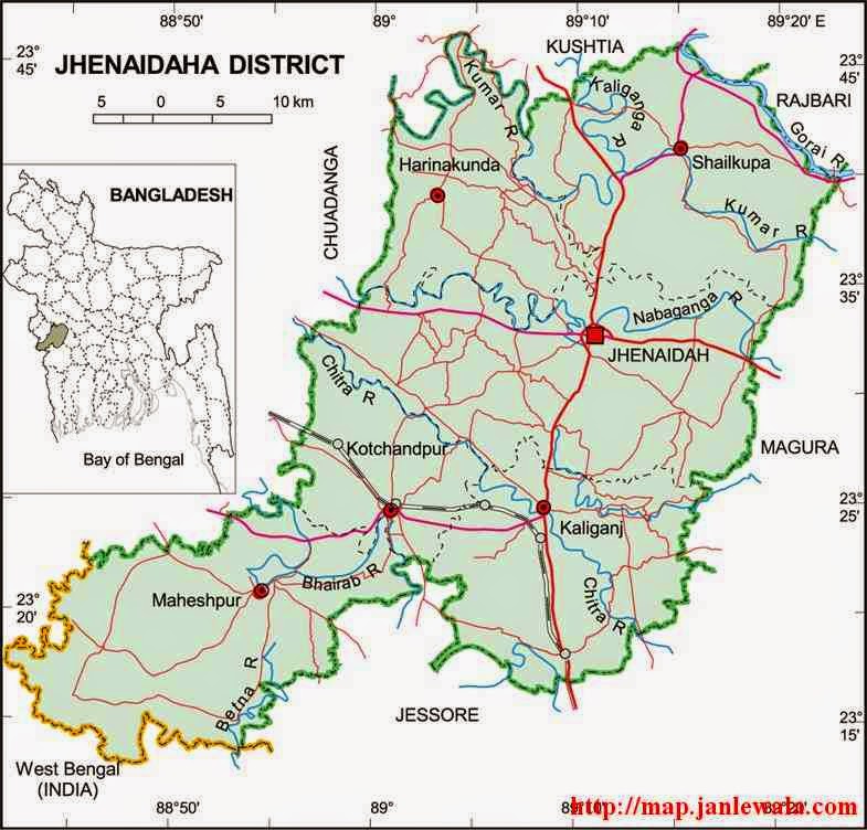 jhenaidaha zila map of bangladesh