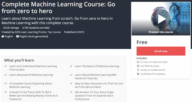 [100% Free] Complete Machine Learning Course: Go from zero to hero