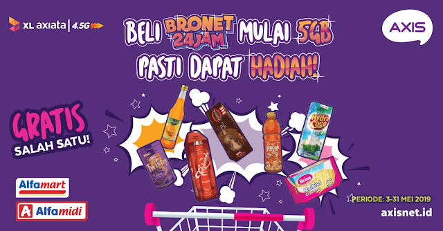 #AXIS - #Promo Dapat Hadiah Beli Bronet 24 Jam Mulai 5G di Alfamart & Alfamidi (s.d 31 Mei 2019)