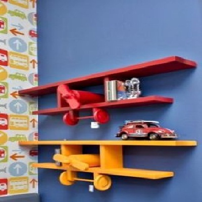 unique wooden air plane wall shelf idea