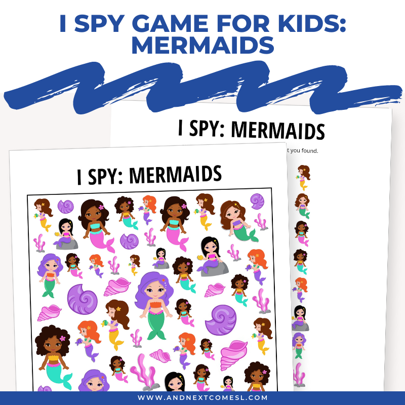 Printable mermaids I spy game for kids