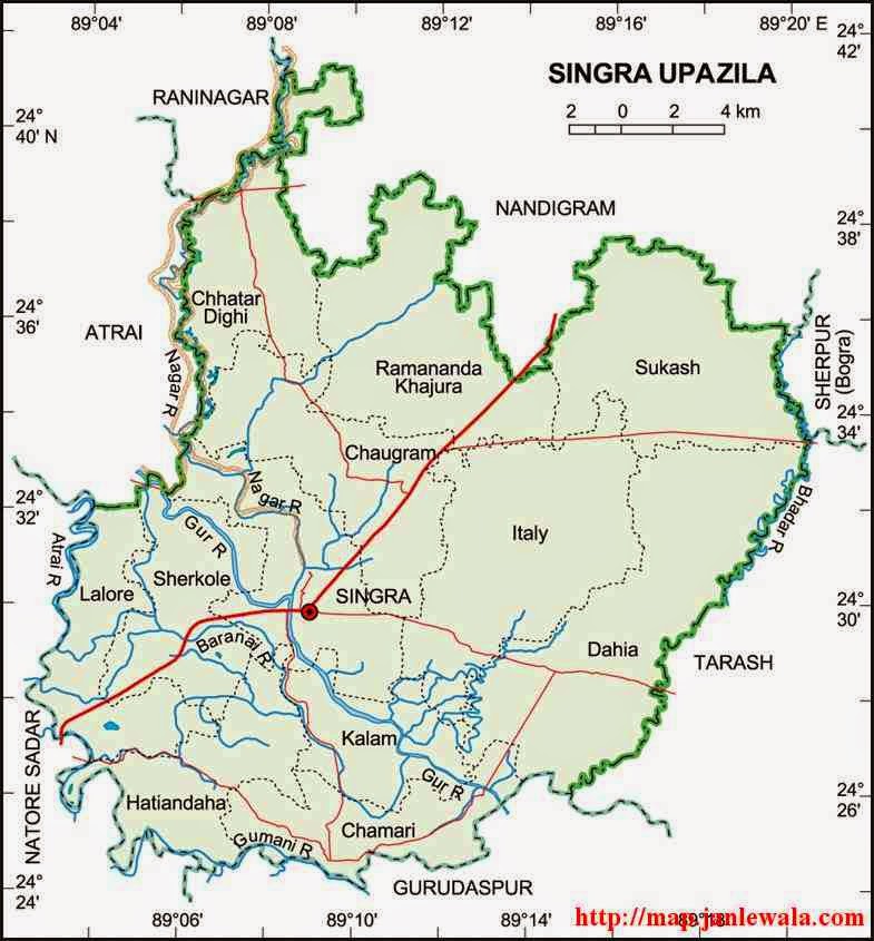 singra upazila map of bangladesh