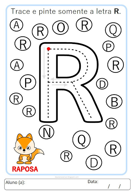 Alfabeto bastão para tracejar colorir imprimir com figuras em pdf. Deysiane Sensei
